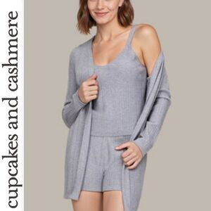 Cupcakes & Cashmere 3-PC Ribbed Cardigan, Short, Cami Pajama Set